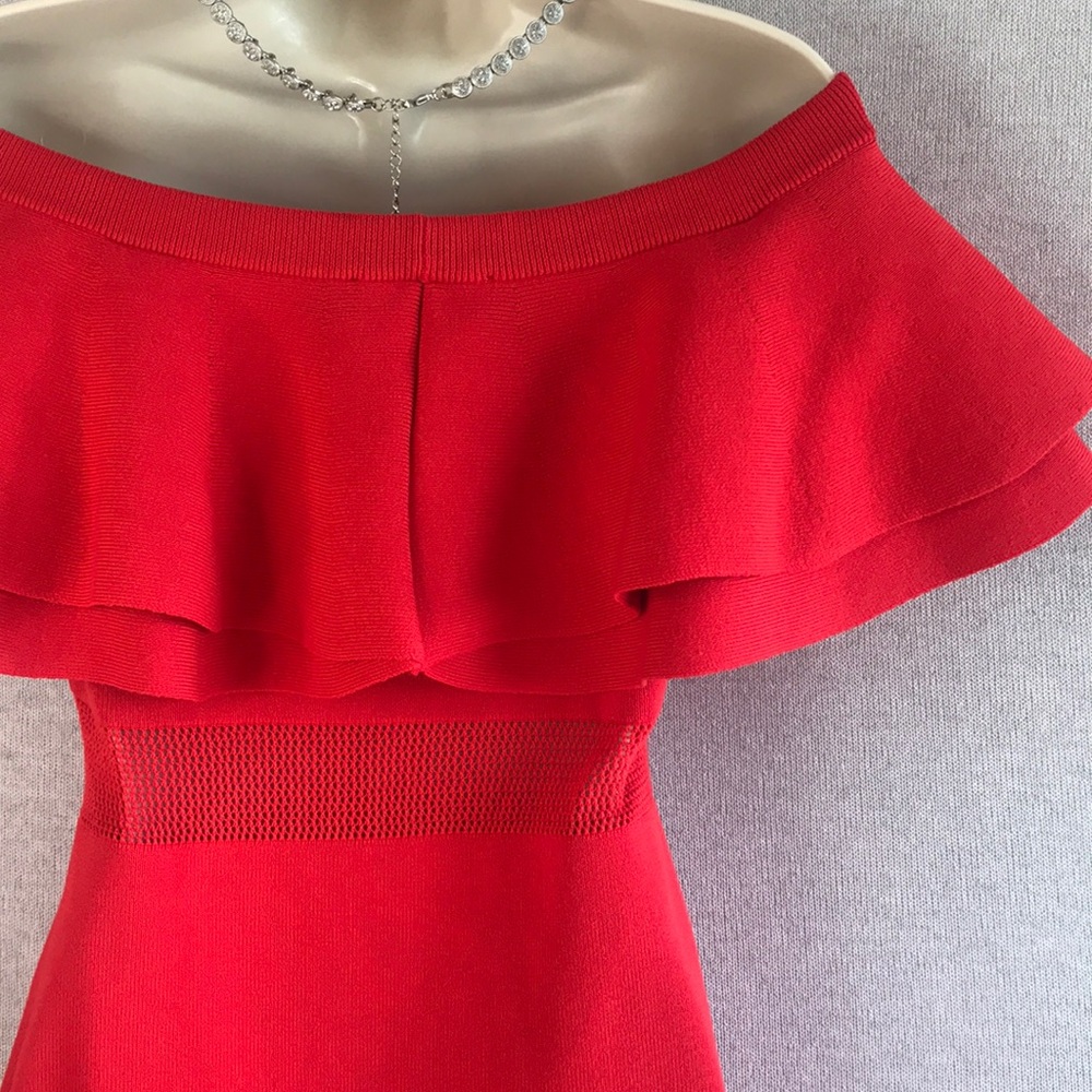 Endless Rose Red Off-Shoulder Ruffle Bodycon Dress - Picture 5 of 7